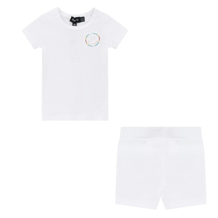 Smiley Embroidered Shorts Set