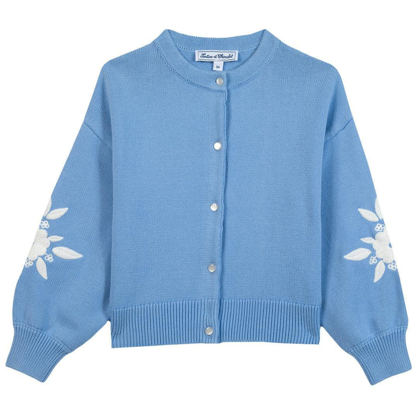 TARTINE ET CHOCOLAT Embroidered Cardigan - Azur
