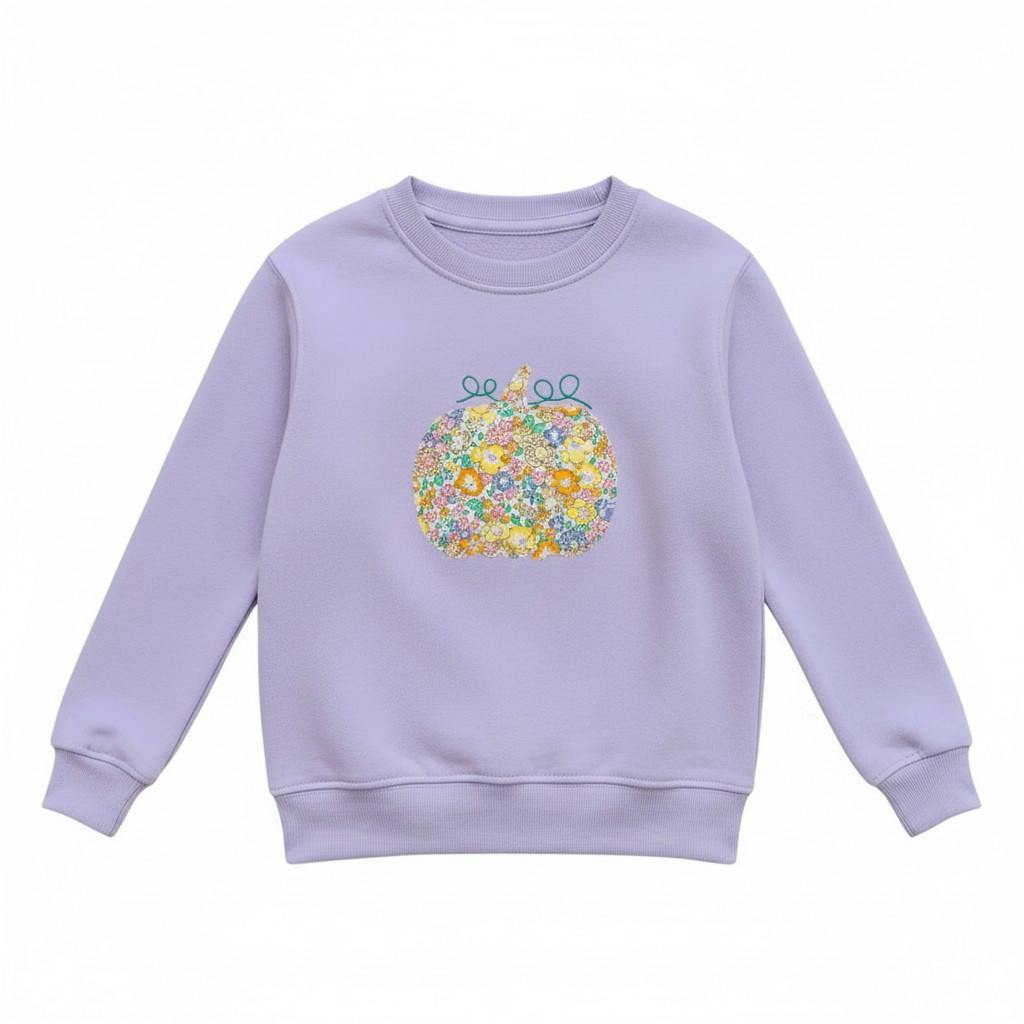 Liberty of London children's pumpkin design purple jumper