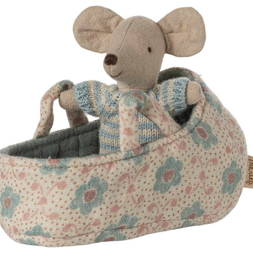 Baby mouse in carry cot - Blue