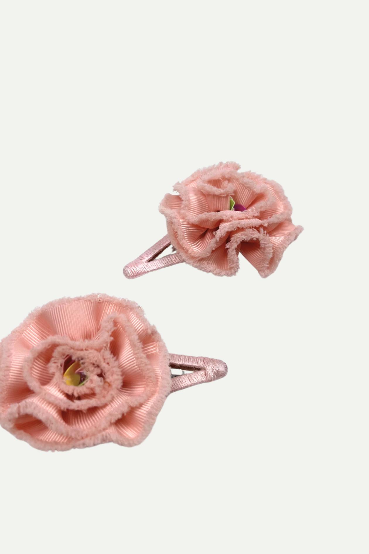 RIBBON FLOWER HAIR CLIPS (SET OF 2)