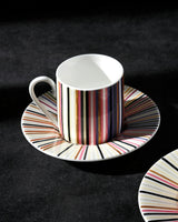 Coffee Cup & Saucer Stripes Set of 2 In Luxury Box Jenkins 156 Diam. 2.3"