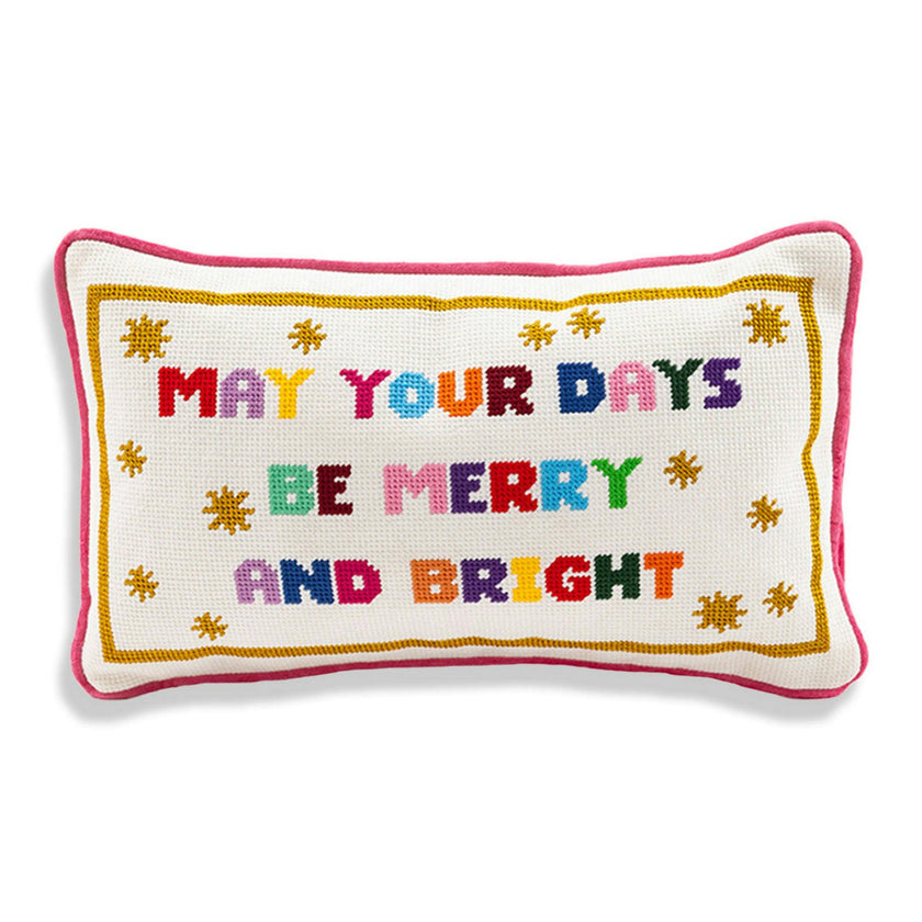 Merry & Bright Needlepoint Pillow