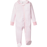 Baby's Pima Ruffle Collar Romper in Pink Stripe