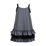 Gray Ruffle Strap Dress