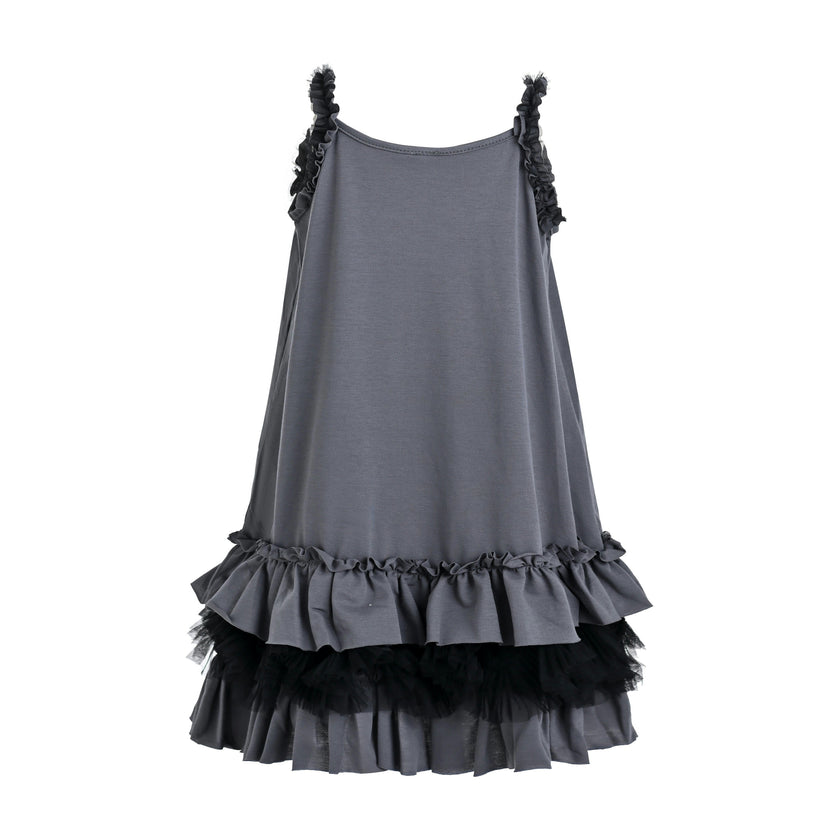 Gray Ruffle Strap Dress