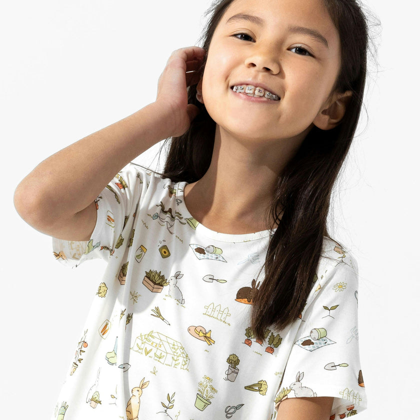 Bunny Garden Bamboo Kids Pajama Short Set