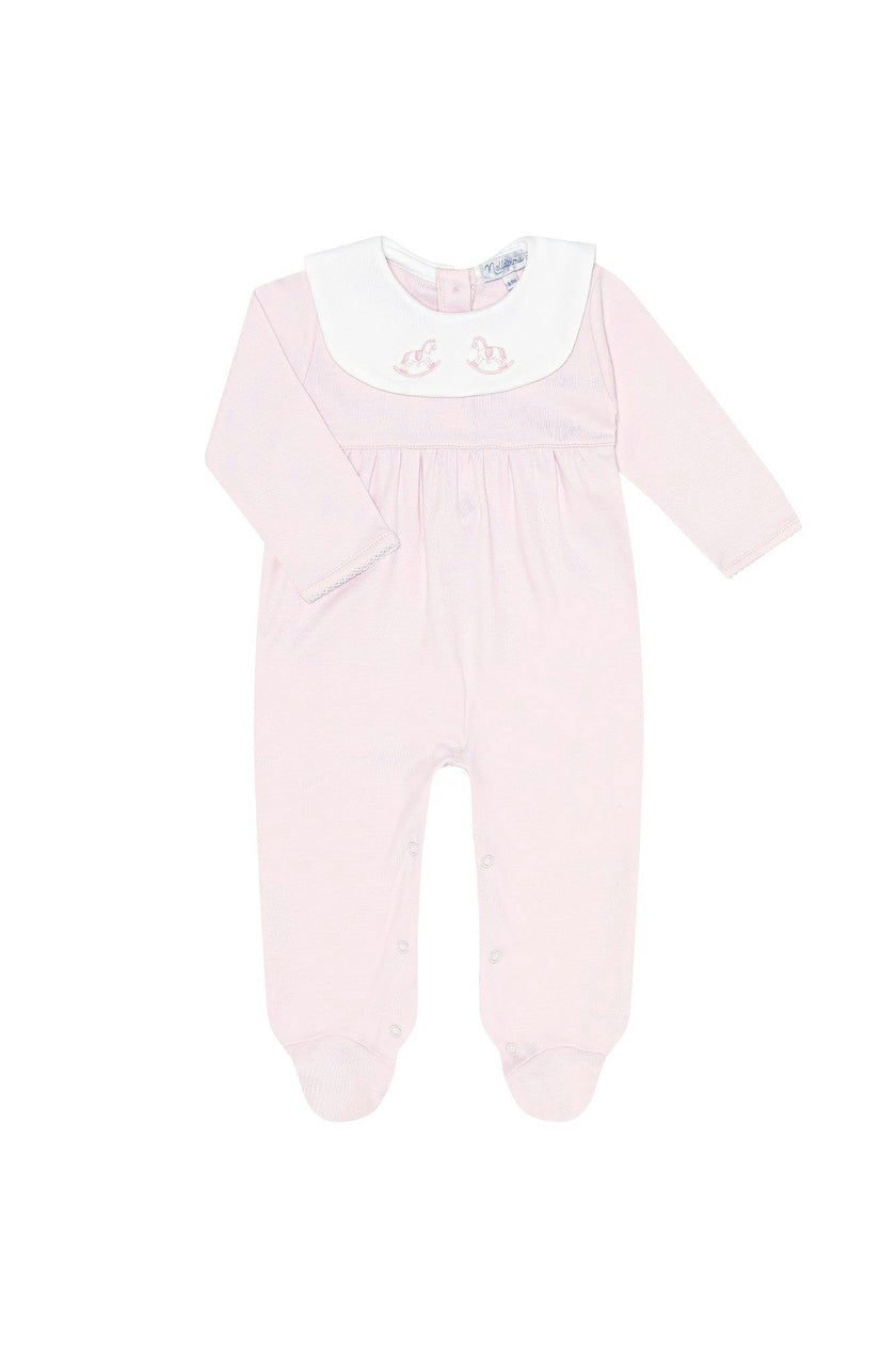 Pink Rocking Horse Embroidered Footie