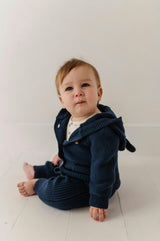 Knit Hoodie in Navy