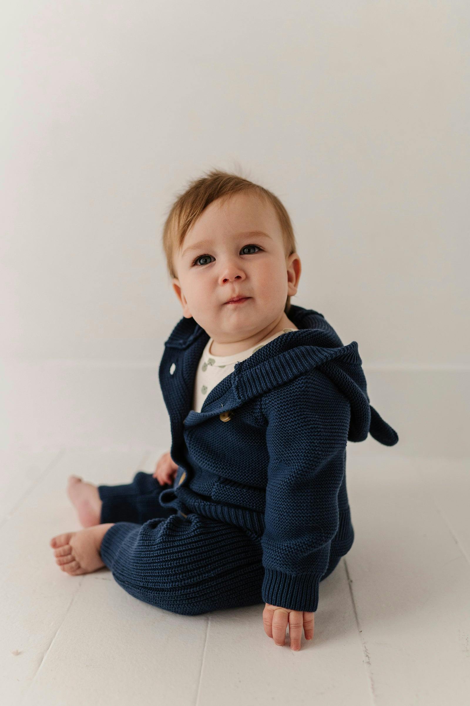 Knit Hoodie in Navy
