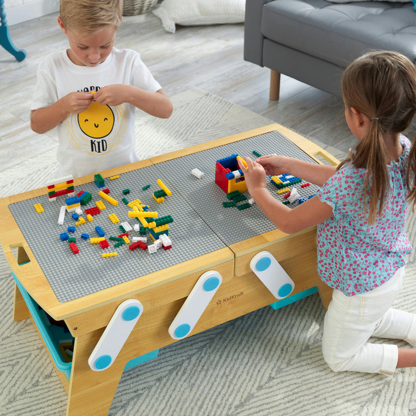 Building Bricks Play N Store Wooden Table
