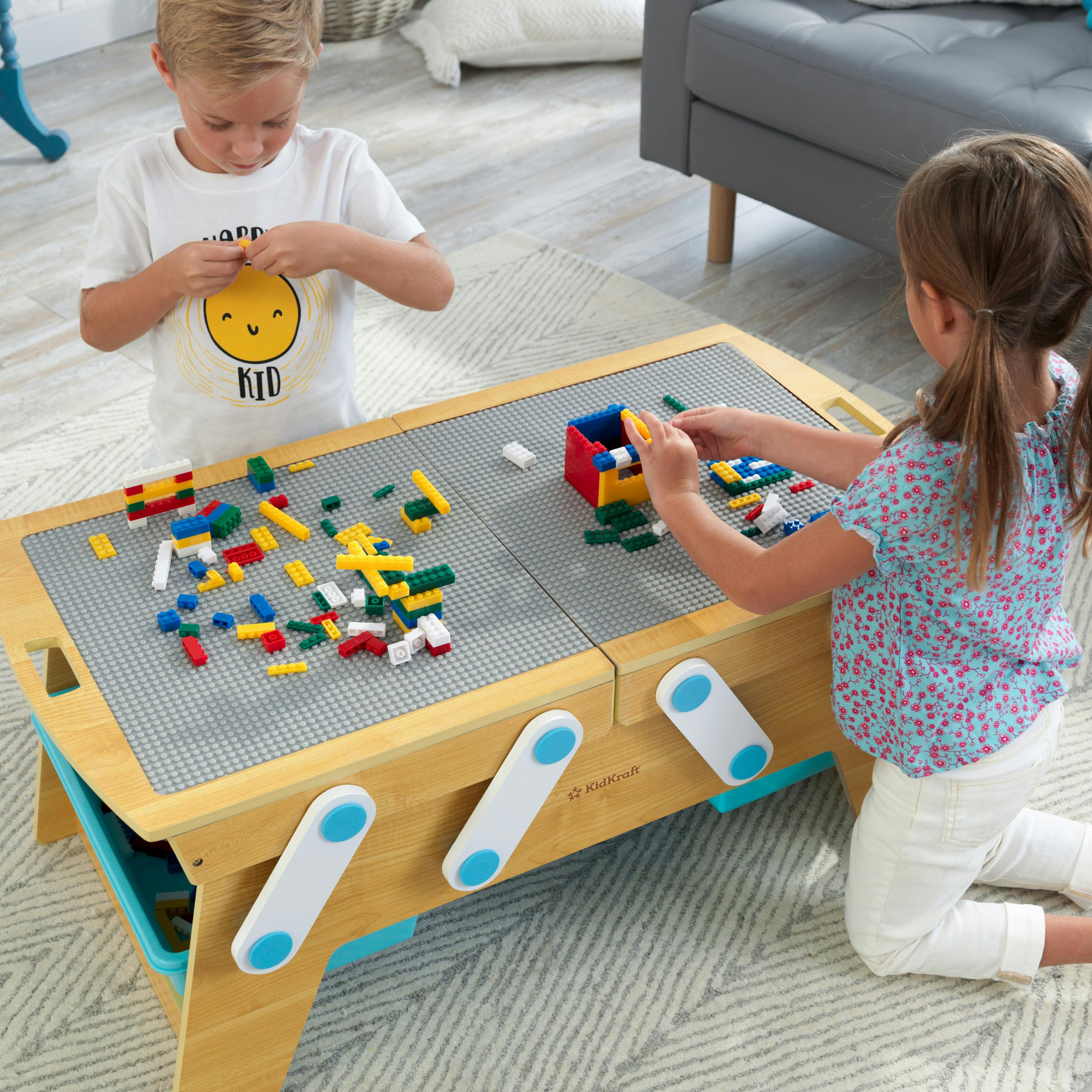 Building Bricks Play N Store Wooden Table