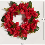 Faux 24 Inch Amaryllis & Magnolia Leaf Wreath