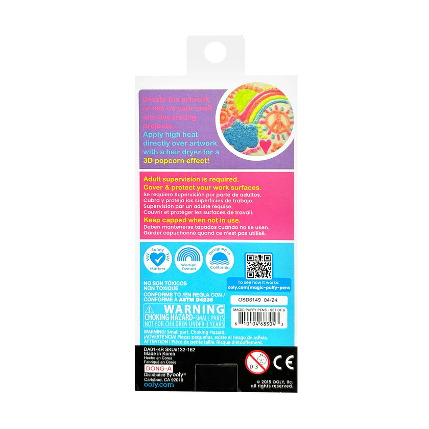 Magic Puffy Pens - Neon - Set of 6
