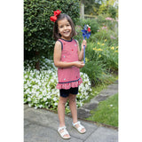 Stripe Knit Short Set With Emb Hearts