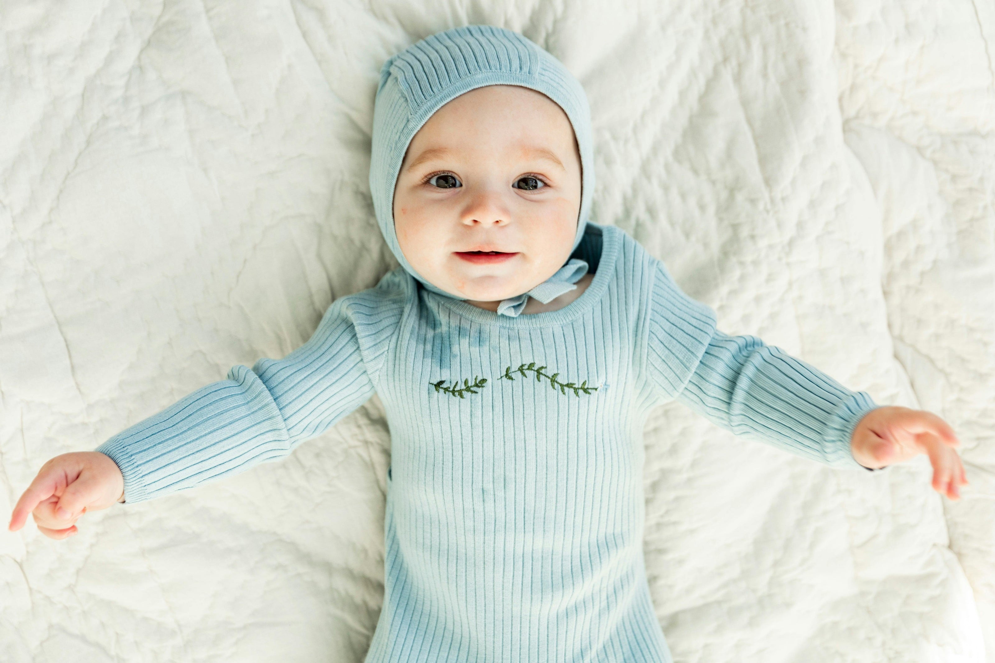 Rib Knit Stretchie and Bonnet