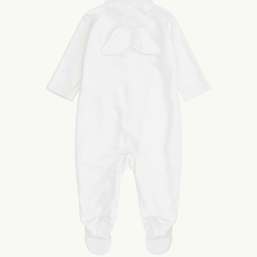 Velour Angel Wing™ Sleepsuit - White