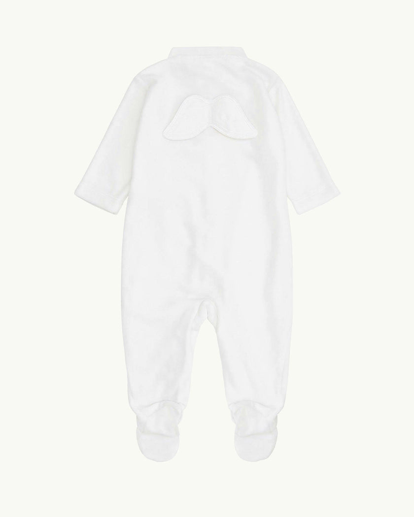 Velour Angel Wing™ Sleepsuit - White