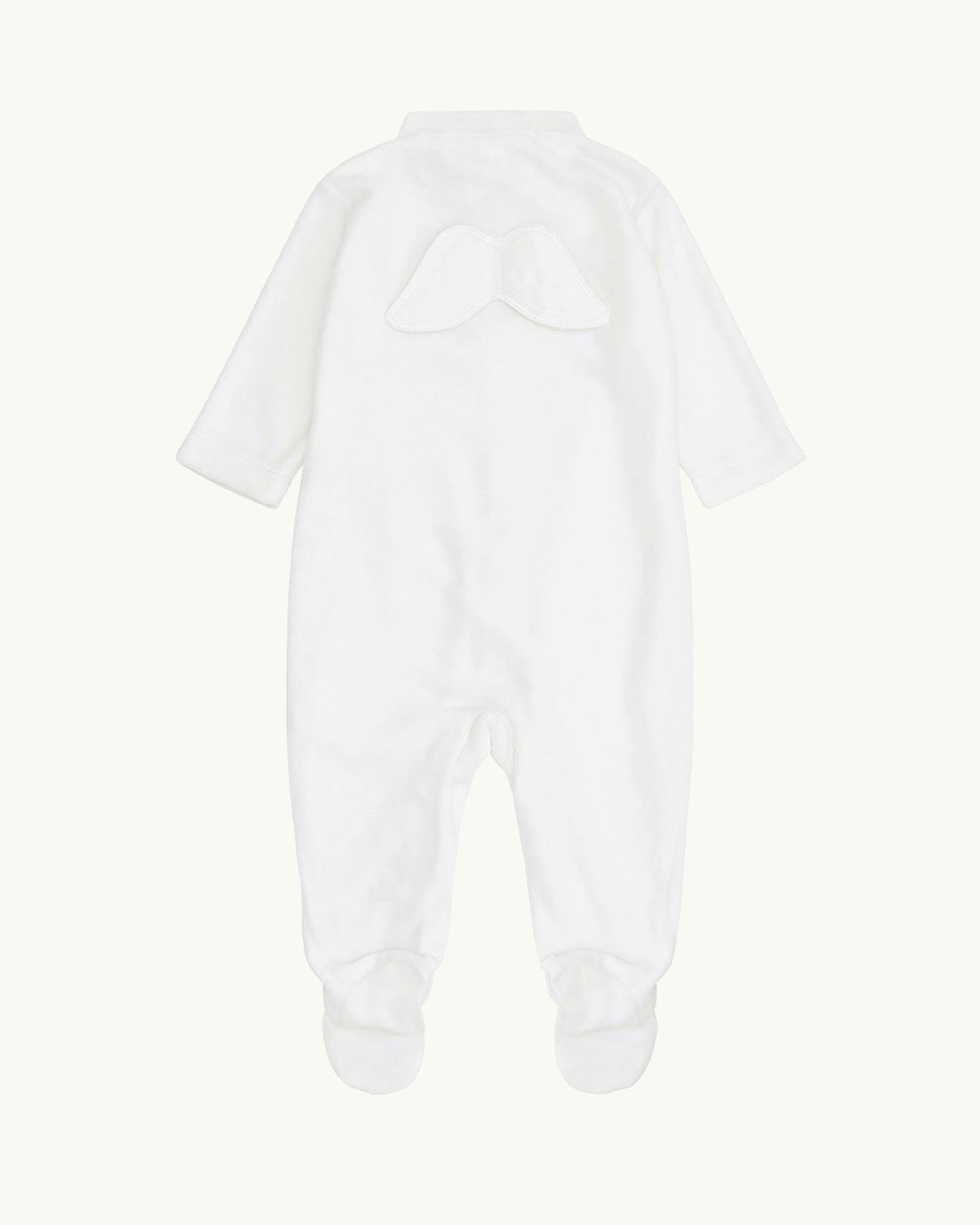Velour Angel Wing™ Sleepsuit - White