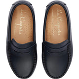 Navy Leather Boy Loafer Shoes