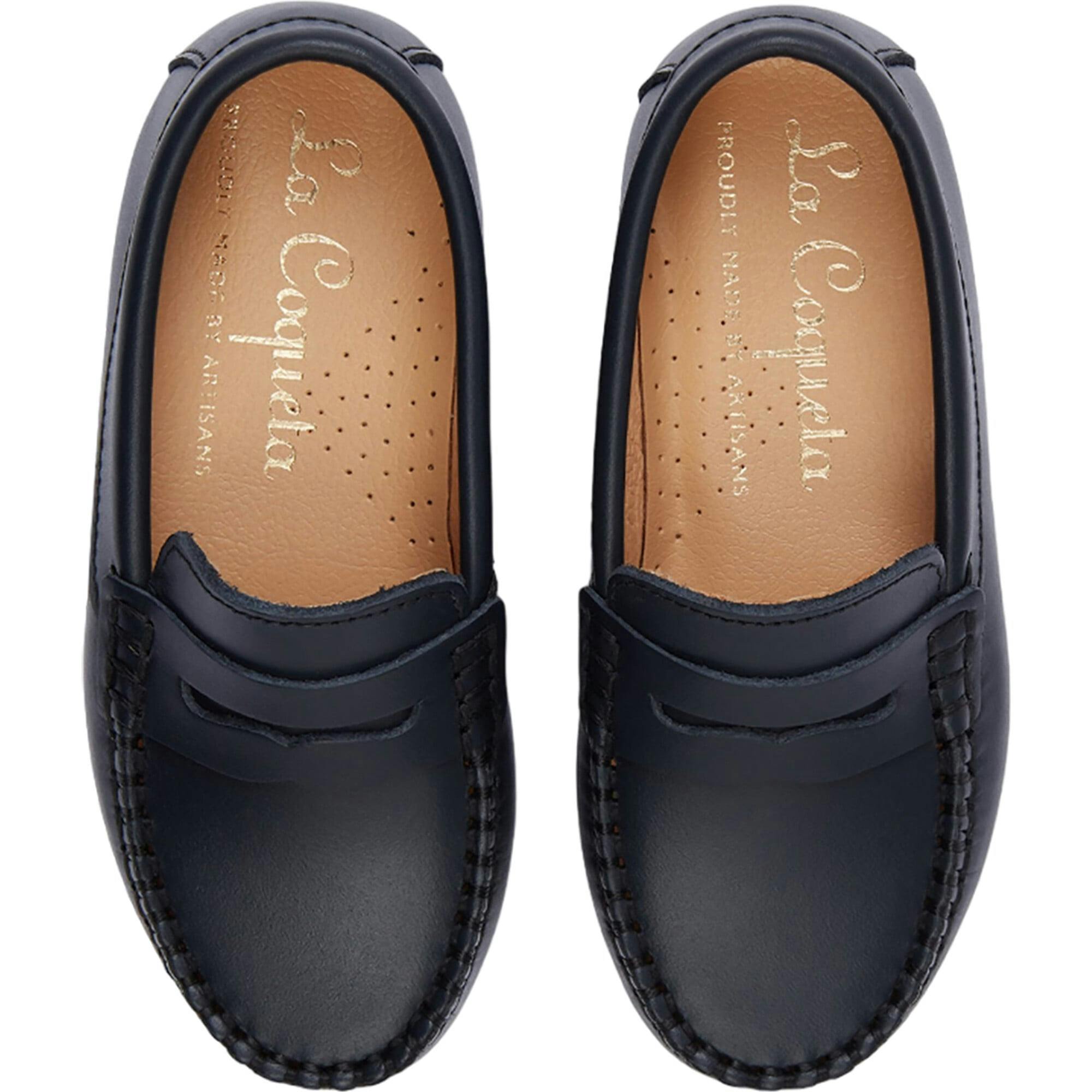 Navy Leather Boy Loafer Shoes