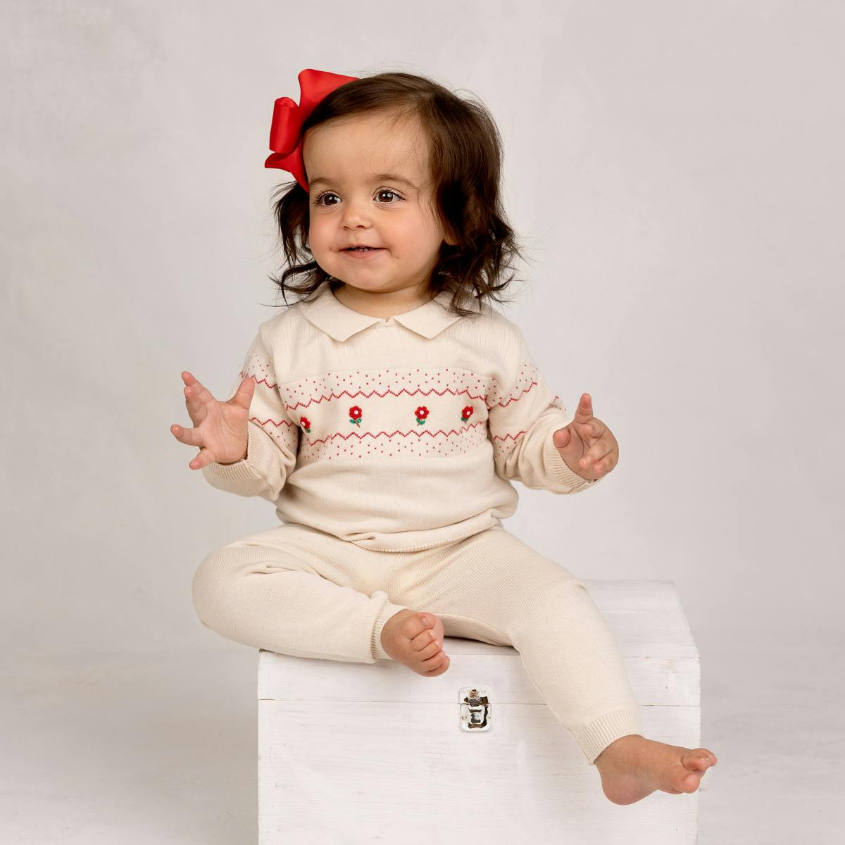 Girls Vintage Embroidered Knit Set