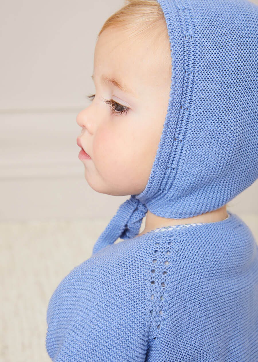 Openwork Knitted Bonnet in Blue (S-L)