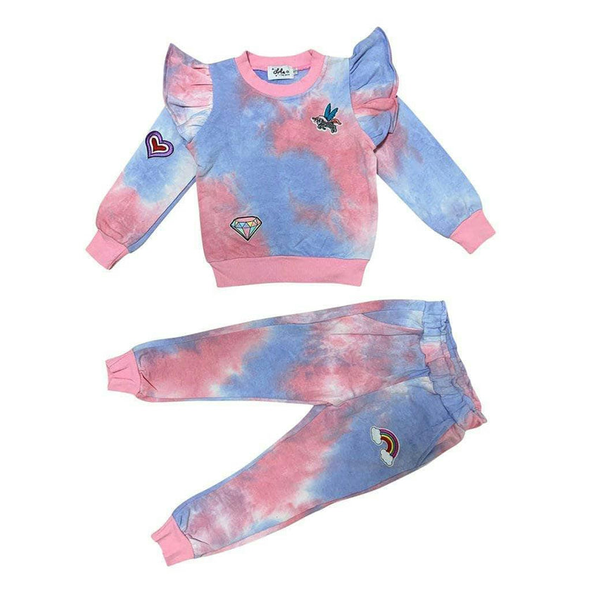 Tie Dye Ruffle Patch Jogger Set