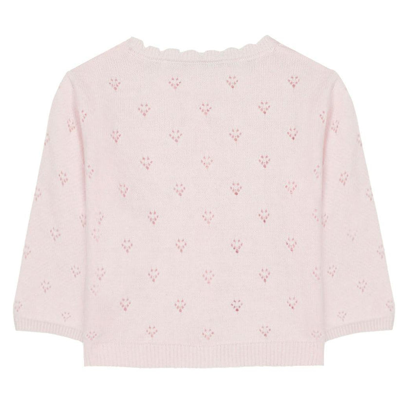 TARTINE ET CHOCOLAT Openwork Knit Baby Cardigan - Rose Pale
