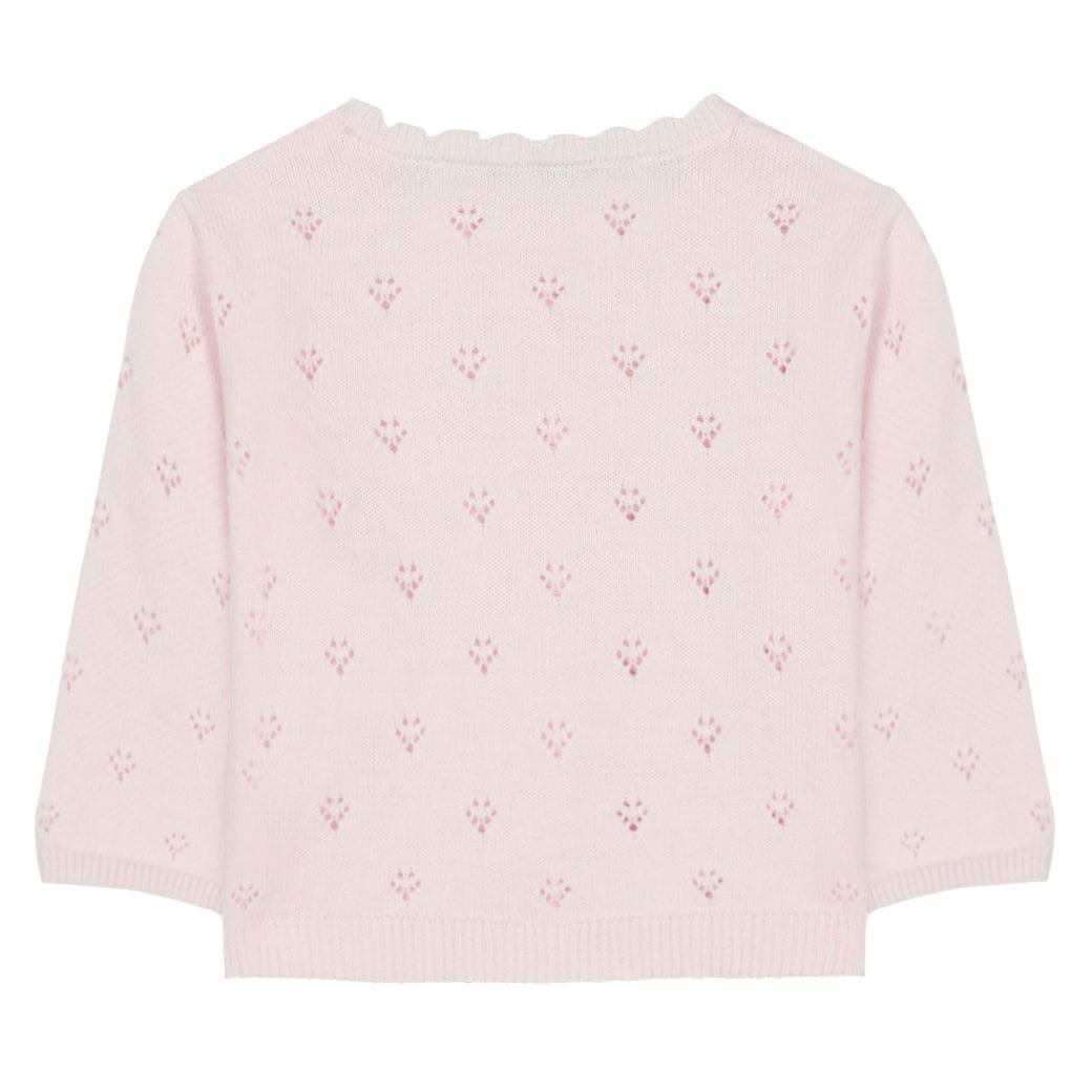 TARTINE ET CHOCOLAT Openwork Knit Baby Cardigan - Rose Pale