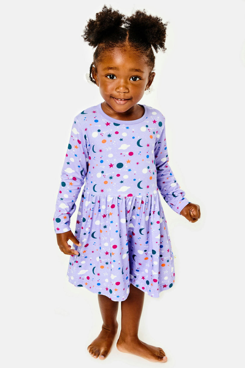 Stretchy Long Sleeve Twirl Dress