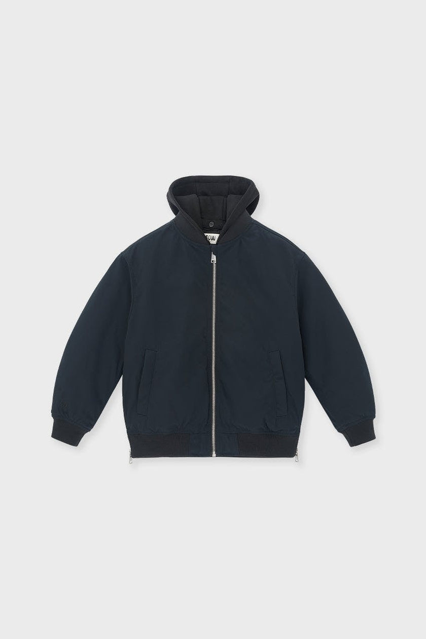 Padded Bomber Jacket With Removable Hood