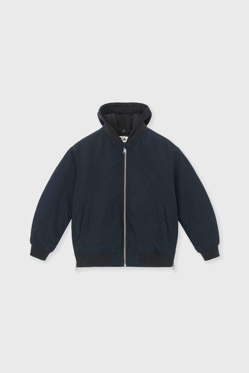 Padded Bomber Jacket With Removable Hood