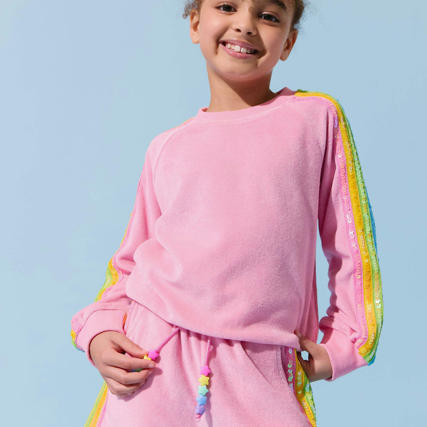 Pink Rainbow Sequin Stripe Short Set