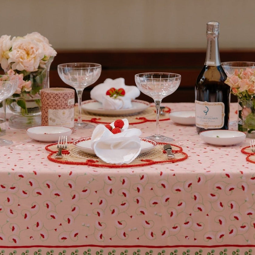 La Leccia Tablecloth in Dark Pink