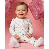 The Organic Zipper Footie [Rainbow Hearts]