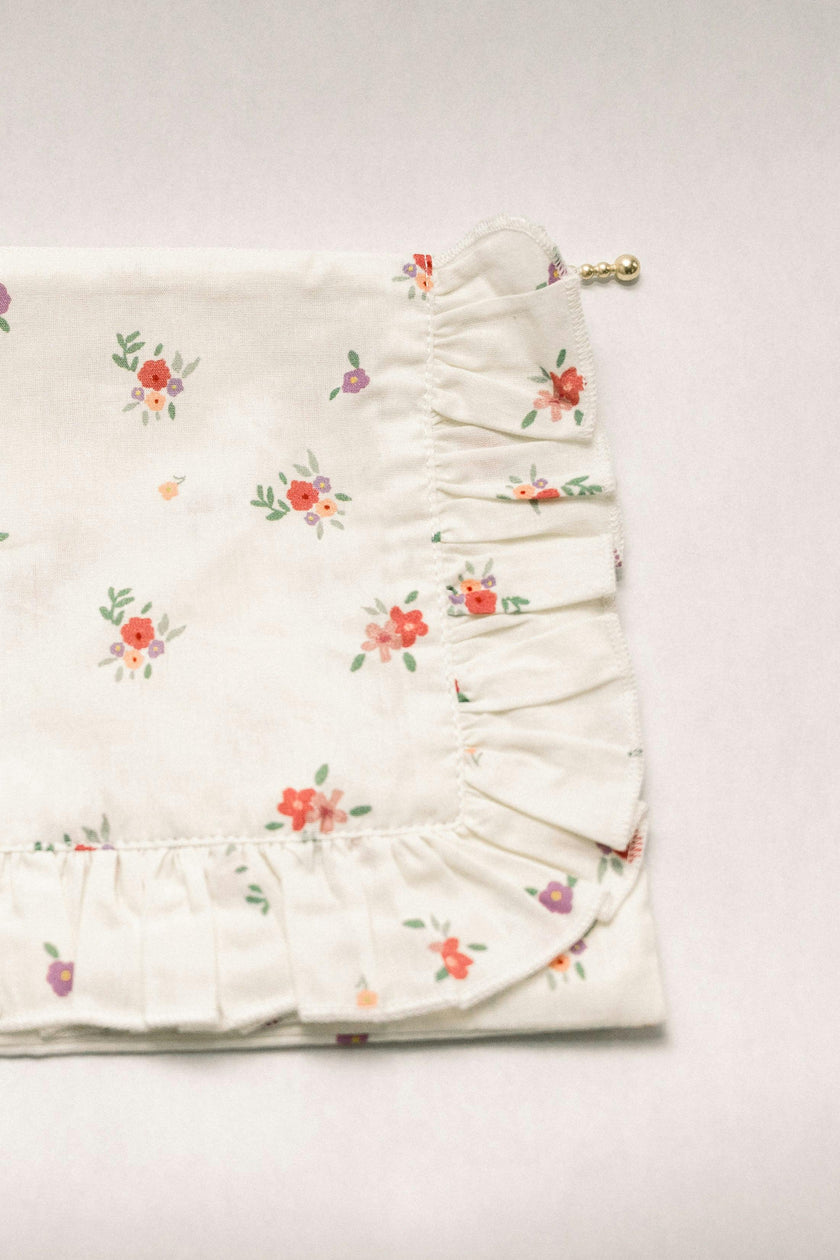 Summer Petals Timeless Floral Ruffle Pouch