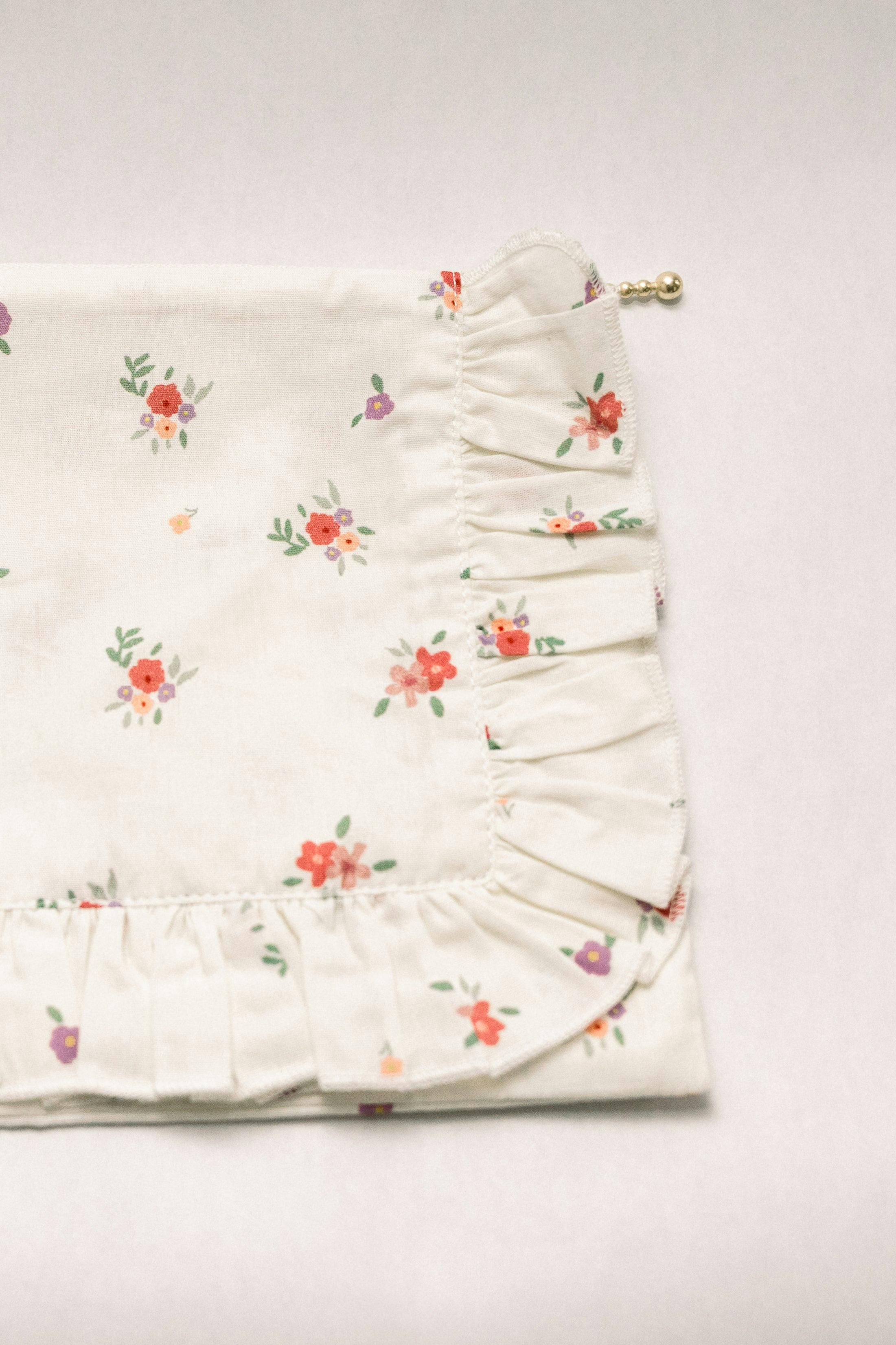 Summer Petals Timeless Floral Ruffle Pouch