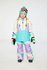 Two Piece Teknik Snowsuit Multicolored With A Diamond Pattern
