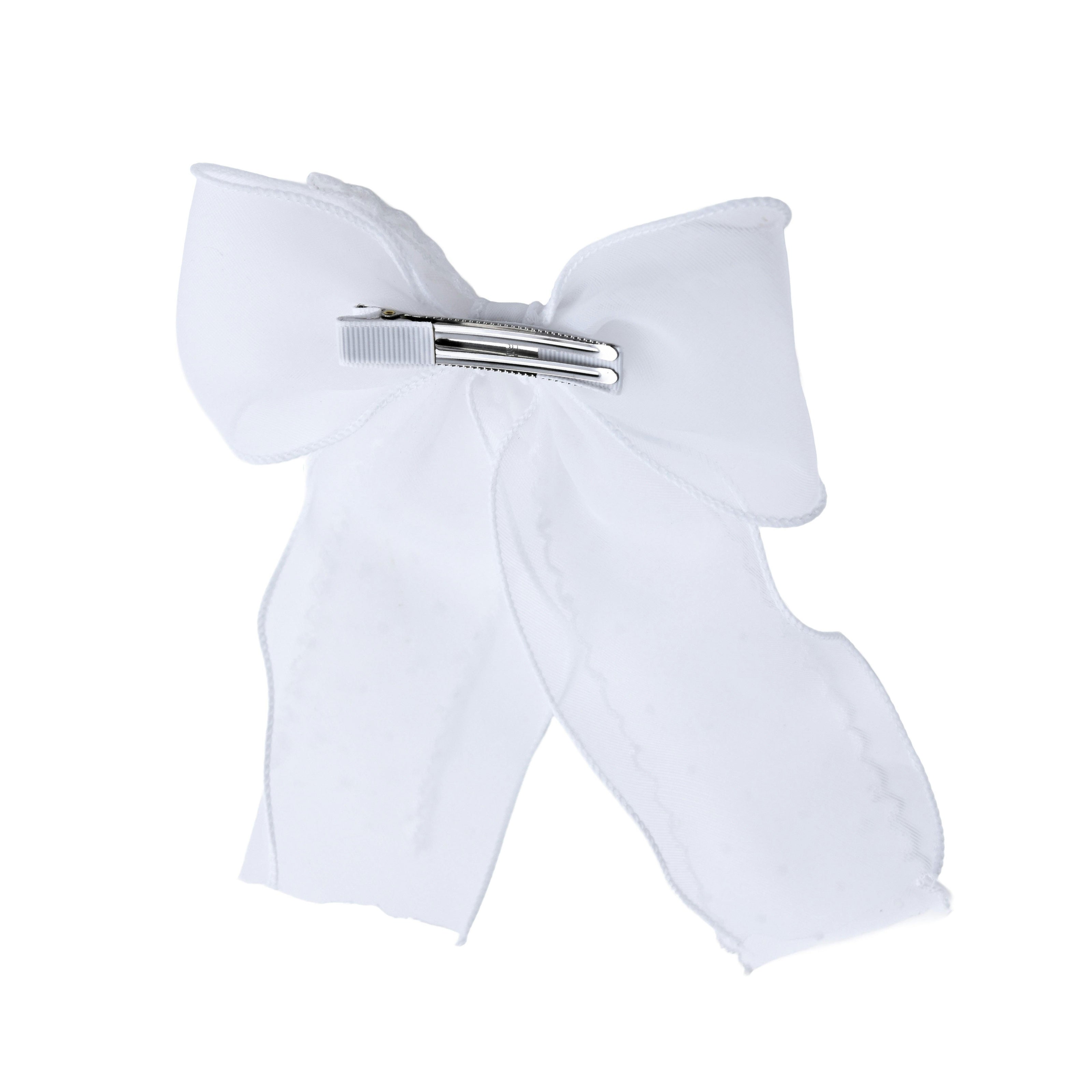 White Dotted Sheer Bow Hair Clip