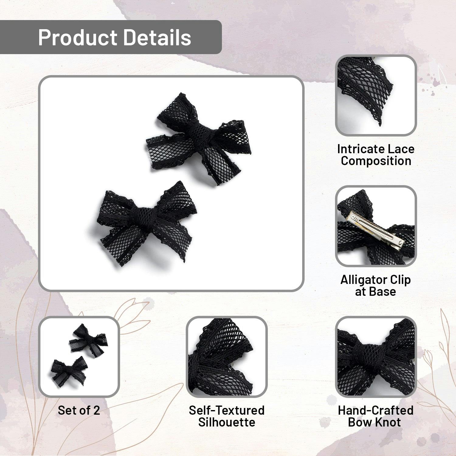Halo Luxe Mae Lattice Lace Double Clip Set - Black