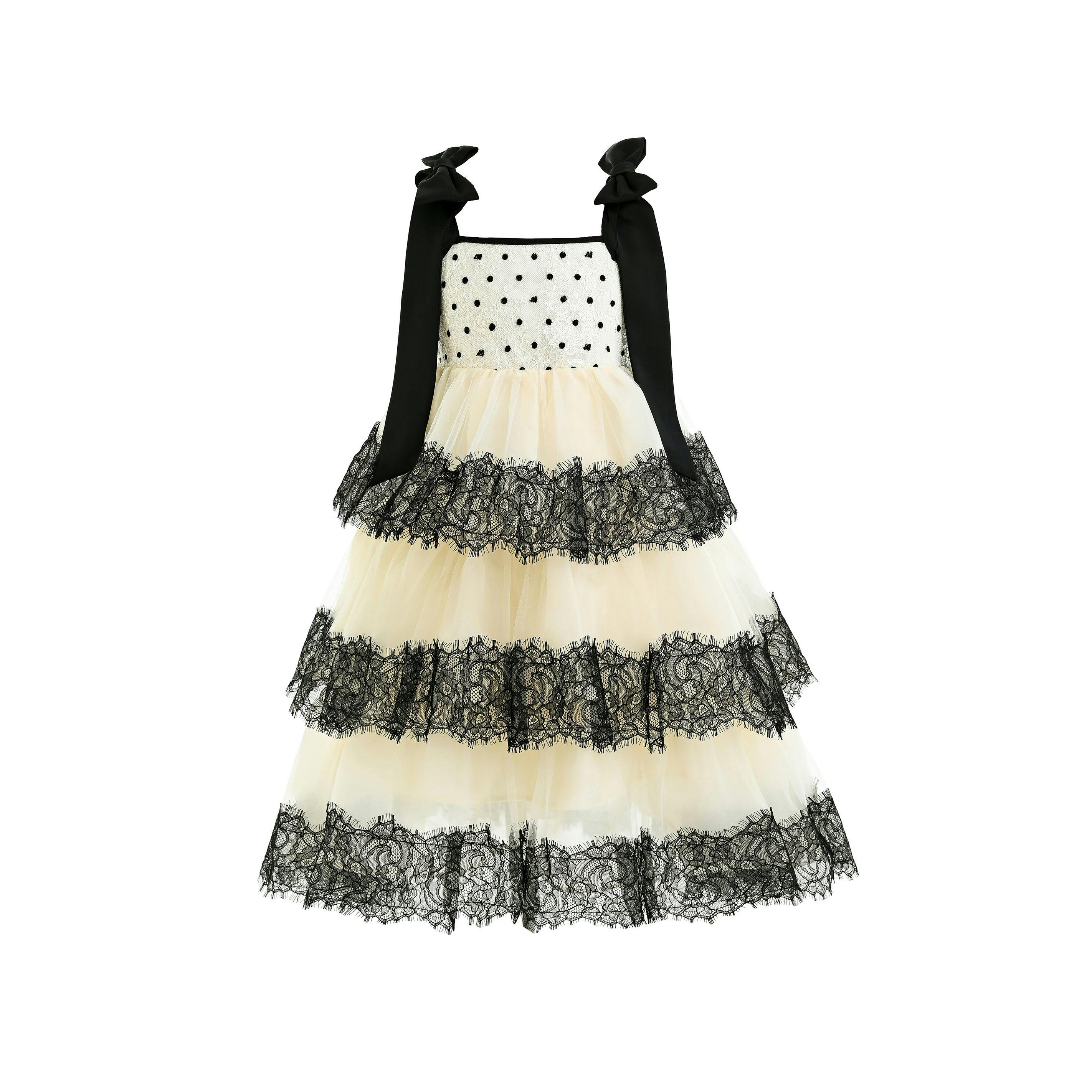 Ivory Polka Dot Sleeveless Bow Dress