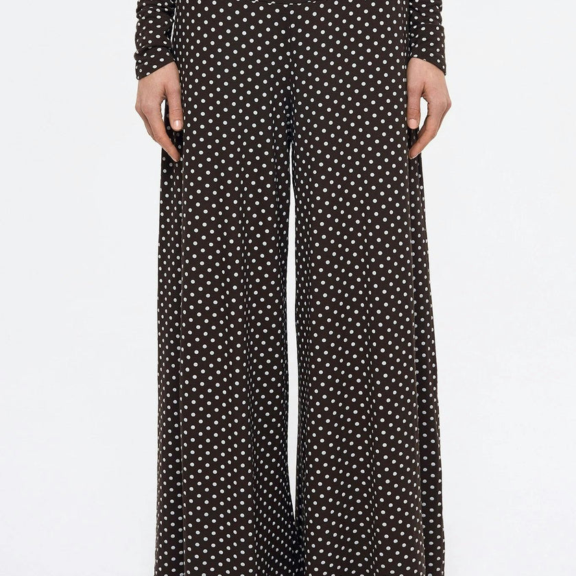 women's palazzo pants - choco dots