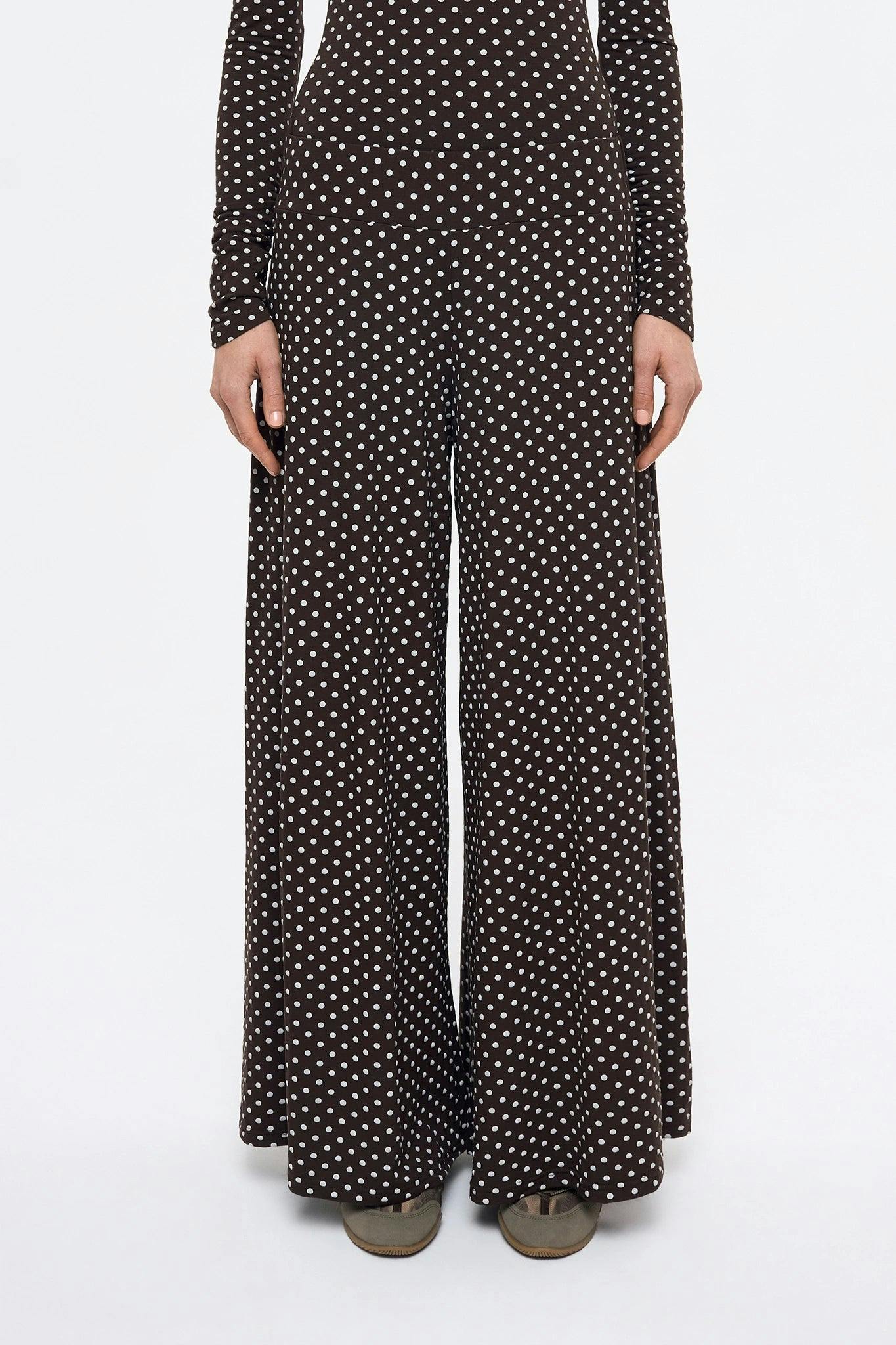 women's palazzo pants - choco dots