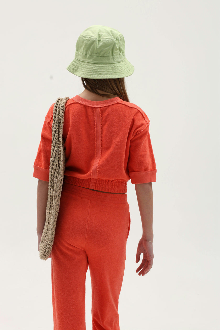 Terry Cloth Elbow Sleeve Pullover
