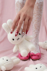 Miffy Burgundy Almond Press-On Nails | Cute Character Nail Art