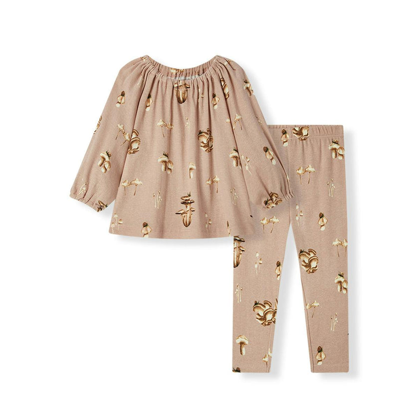 Mushroom Organic Cotton Dress and Legging Set