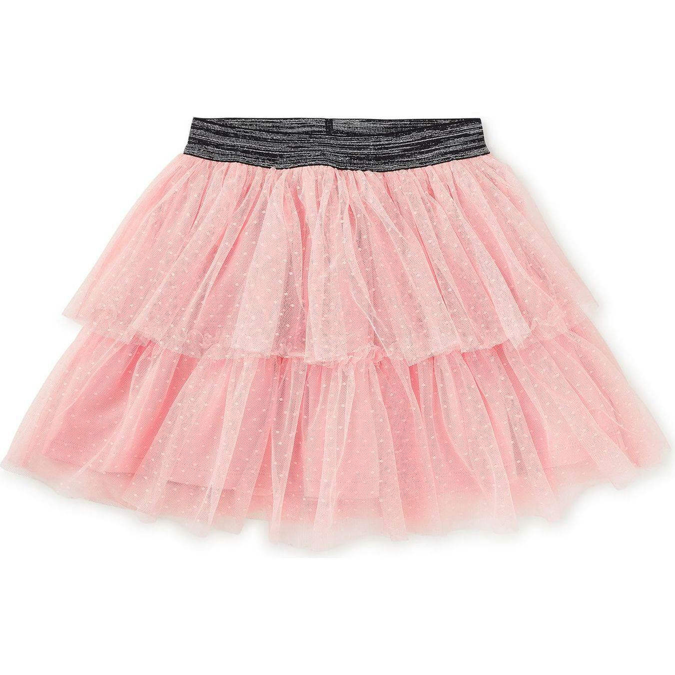Layered Dot Tulle Skirt, Red