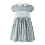 Floral Geometric Smocked Dress