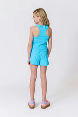 Girls Rib Shorts in Cloud Blue